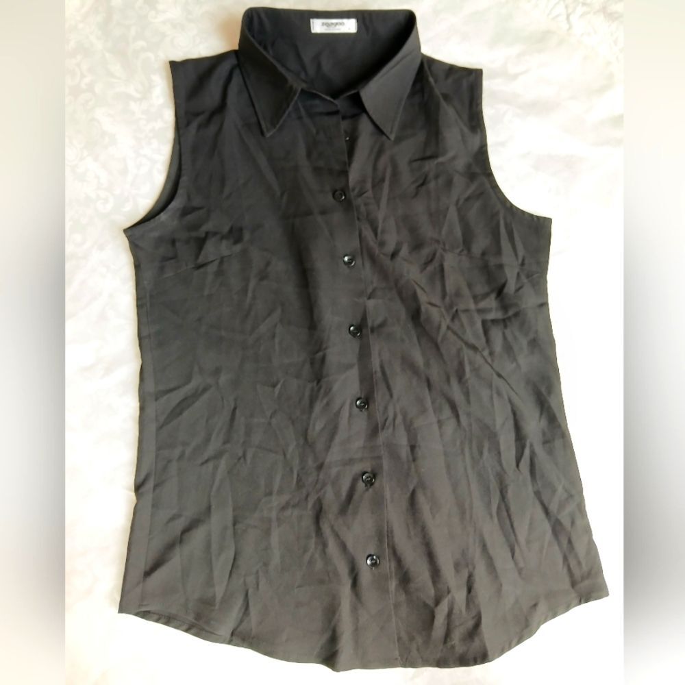 Zeagoo Women's Sleeveless Lightweight Button Down Shirt Blouse Black Size S